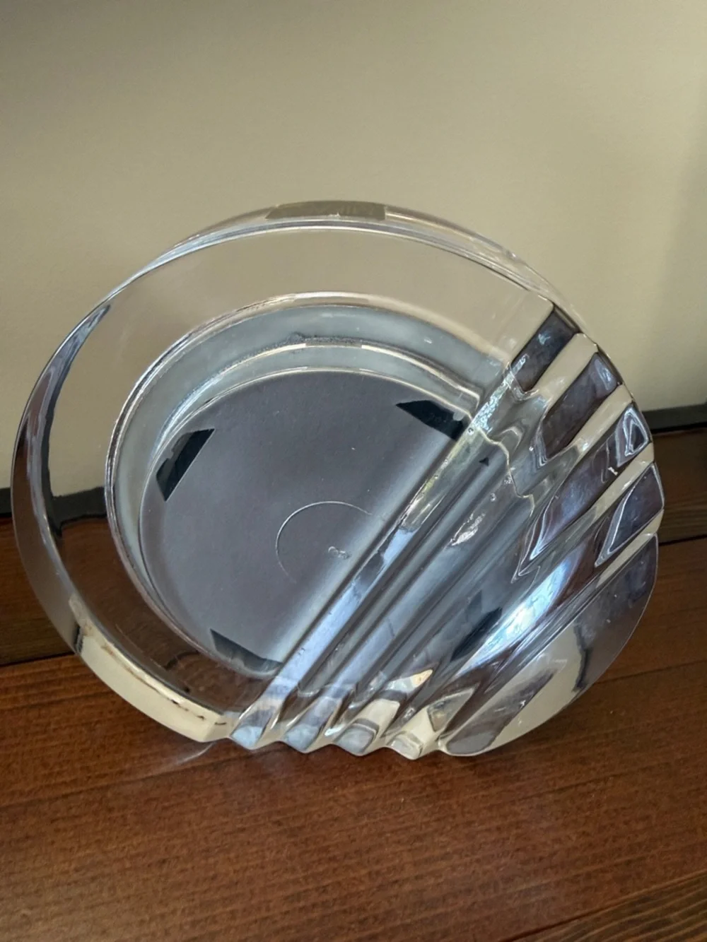 Mikasa Crystal Table Clock with Gold Accent and White Dial. Runs on AA Battery